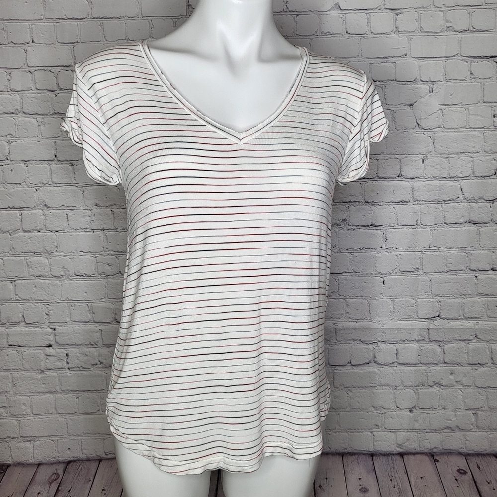 American Eagle Soft & Sexy Striped V-Neck Tee - Size S
